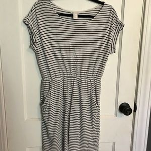 Black and white striped dress with pockets